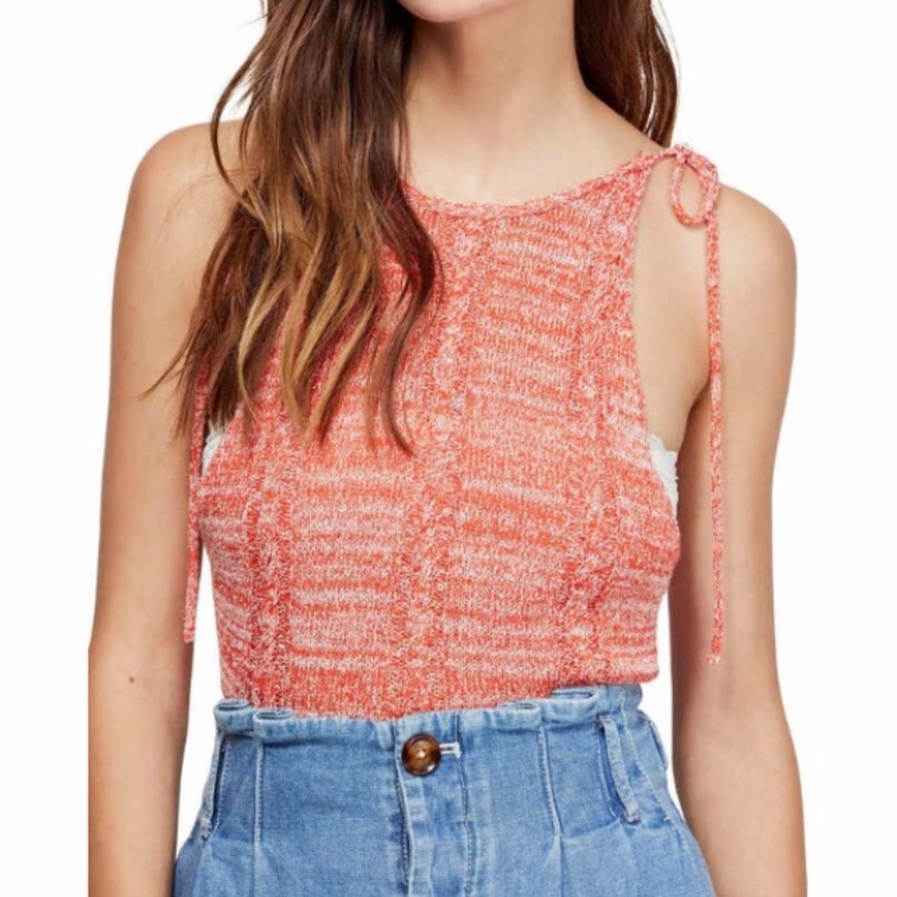 NWT Free People Pink/Coral Knit Tie tank - Sz. M